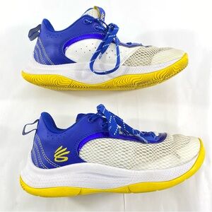 UNDER ARMOUR CURRY Blue White & Yellow Youth Size:5Y Athletic Shoes #302509-103